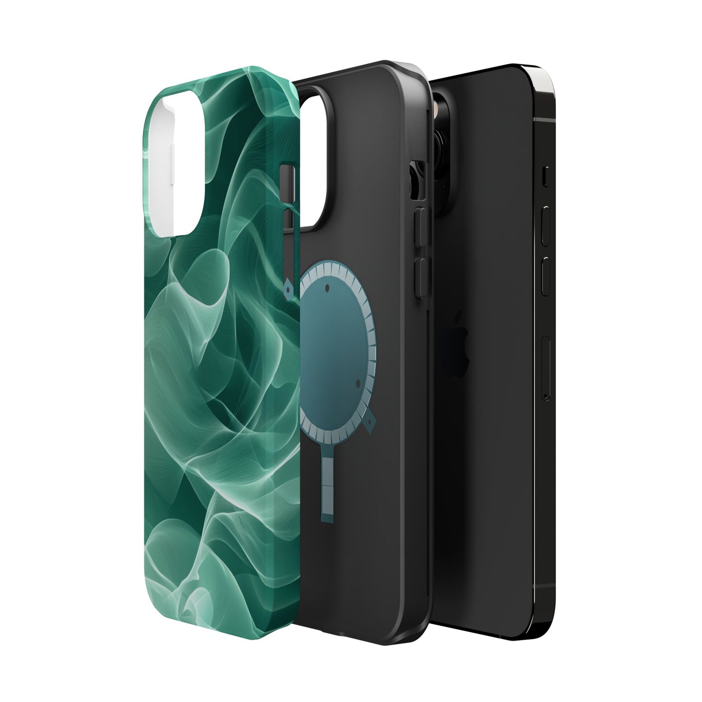 Emerald Flow MagSafe iPhone Case – Translucent Green Fabric-Inspired Design