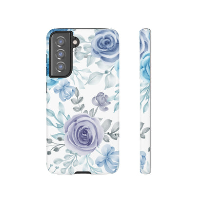 Elegant Blue & Violet Roses Samsung Galaxy Case – Artistic Floral Design for Stylish Protection