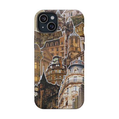 Vintage Architectural Collage MagSafe iPhone Case – Tough Dual-Layer Protection with Matte Finish