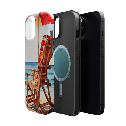 Beach Bliss MagSafe iPhone Series Case – Relaxing Seaside Chair and Umbrella Design