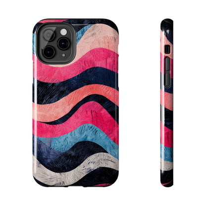 Abstract Wave Pattern iPhone Case – Shockproof, Matte Finish, Dual-Layer Protection