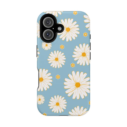 Bright Daisy MagSafe iPhone Case – Light Blue Background, Shockproof and Slim Design