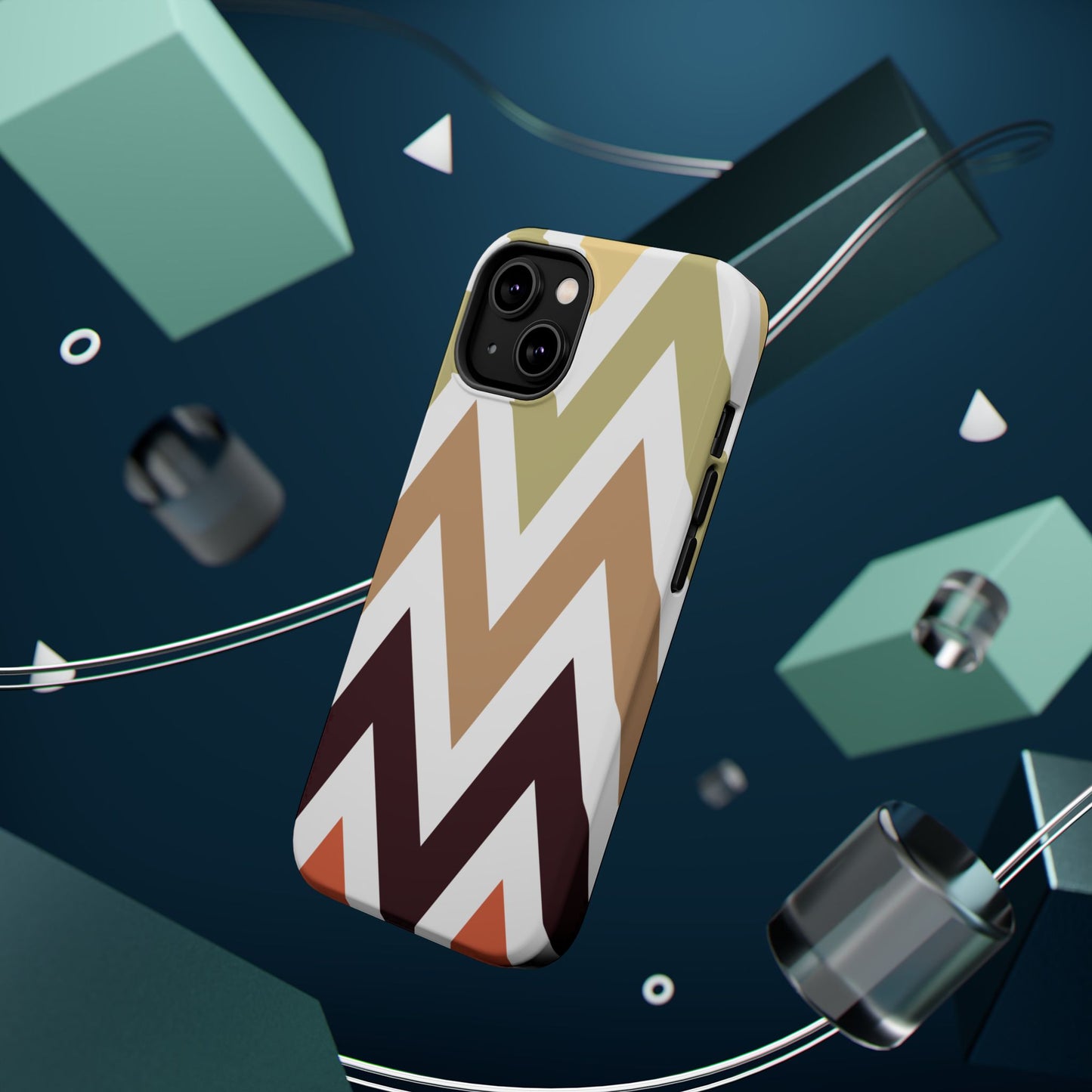 Earthy Chevron MagSafe iPhone Case – Boho-Inspired Design with Dual-Layer Protection