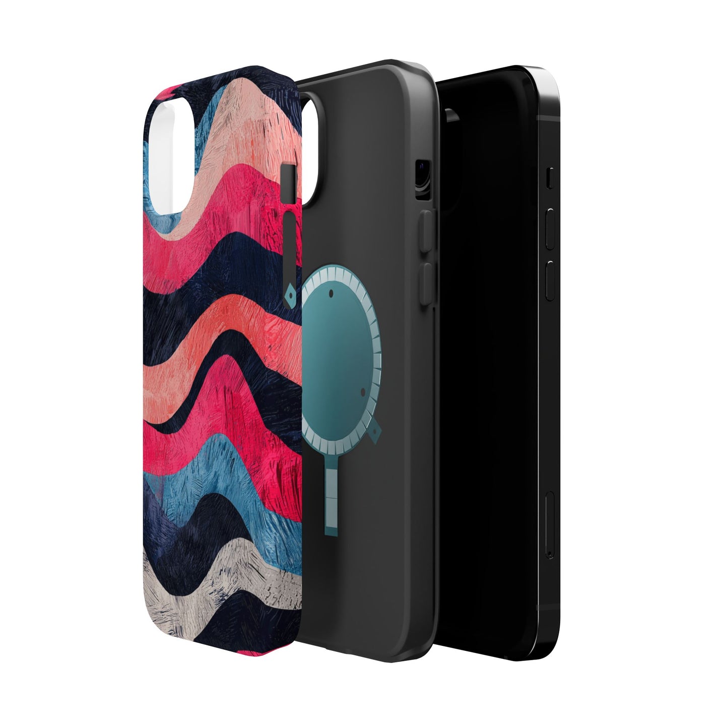 Abstract Wave Pattern MagSafe iPhone Case – Shockproof, Matte Finish, Dual-Layer Protection