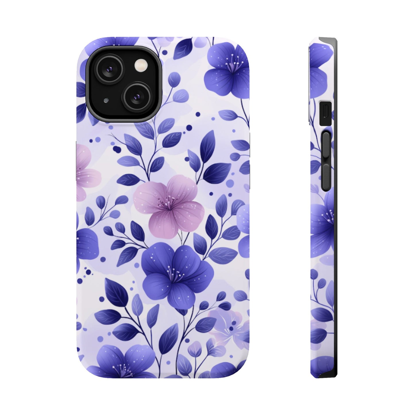 Purple Floral MagSafe iPhone Case – Durable Protection with Elegant Flower Design