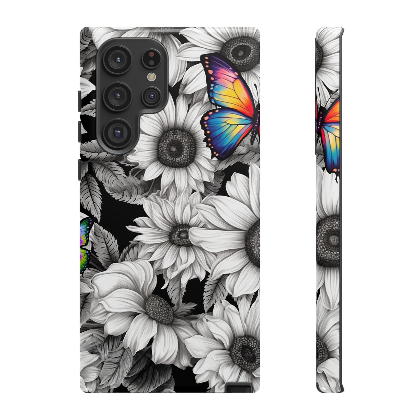 Rainbow Butterflies & Monochrome Sunflowers – Samsung Galaxy Case