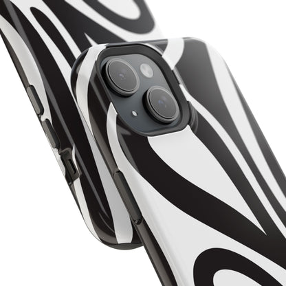 Modern Black and White Abstract Tough MagSafe iPhone Case – Bold Graphic Pattern with Dual-Layer Protection