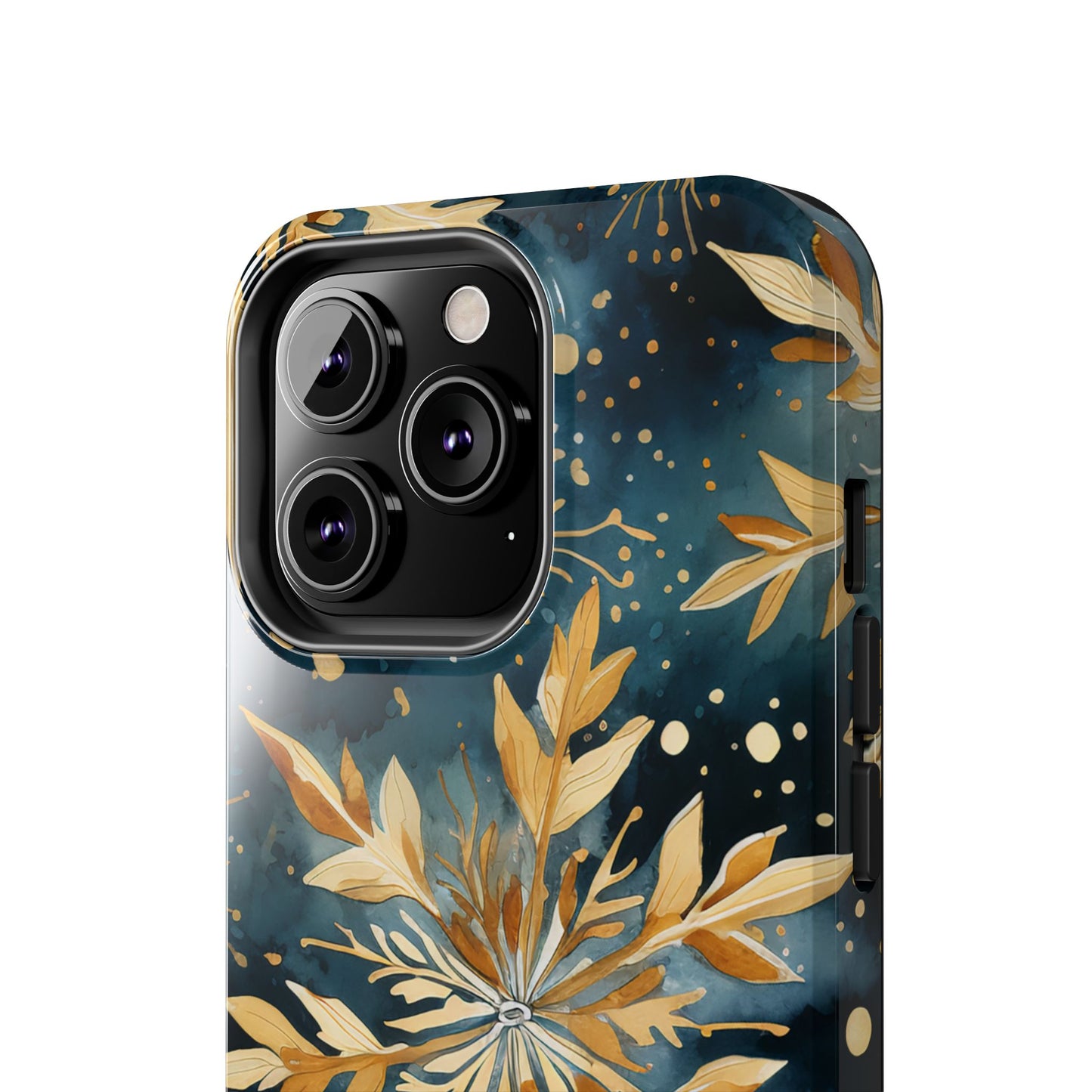 Gold Floral Snowflakes on Midnight Blue - iPhone Series Case