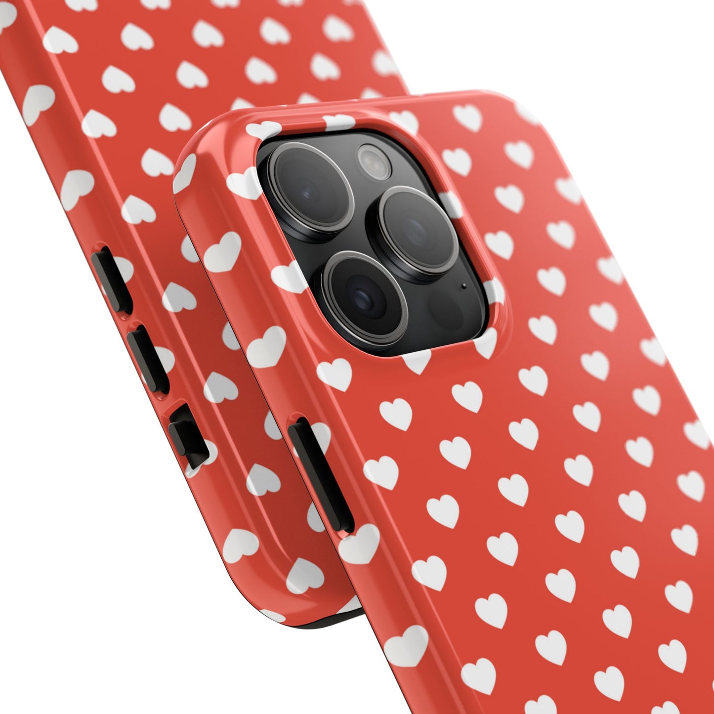 White Hearts on Red iPhone Case