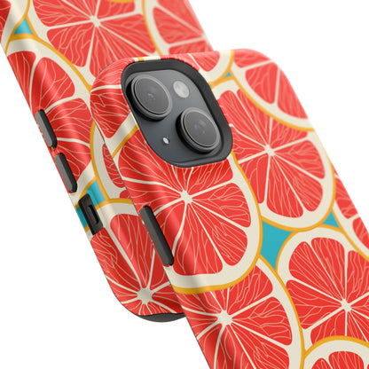 Ruby Grapefruit Pop Tough MagSafe iPhone Case – Vibrant Citrus Design, Shock-Resistant Protection