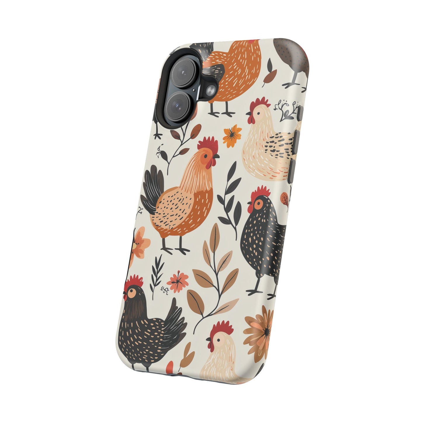 MagSafe iPhone Case: Cluckin' Vintage – Chickens & Leaves