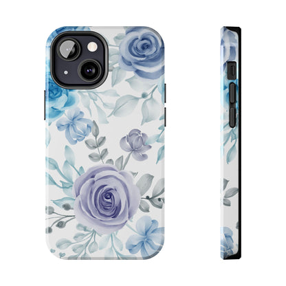 Elegant Blue & Violet Roses iPhone Case – Luxurious Floral Design for Chic Device Protection