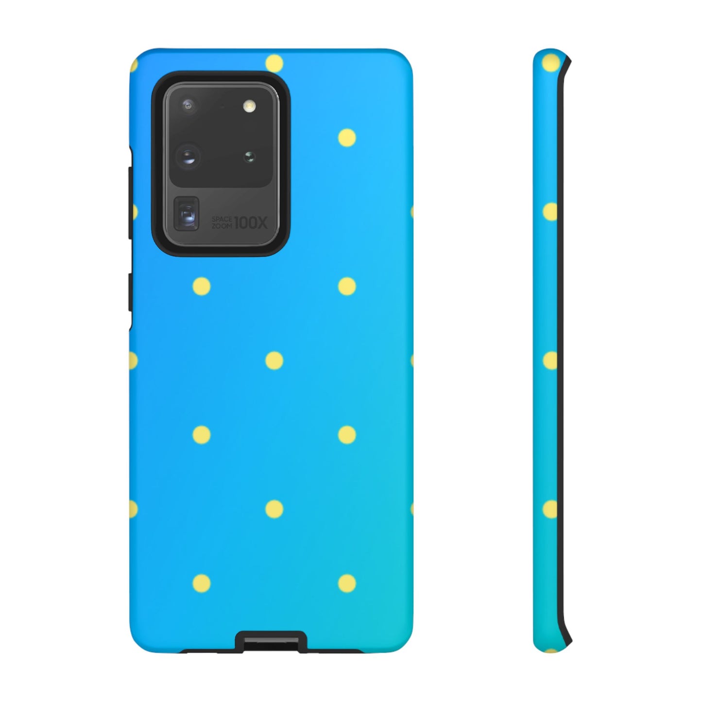 Blue Ocean Gradient Polka Dots Samsung Galaxy Case – Shockproof, Smooth Matte Finish, Dual-Layer Design