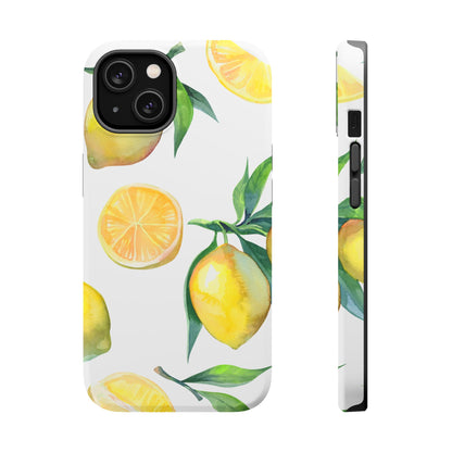 Lemon Grove Watercolor Tough MagSafe iPhone Case – Fresh Citrus Design, Dual-Layer Protection