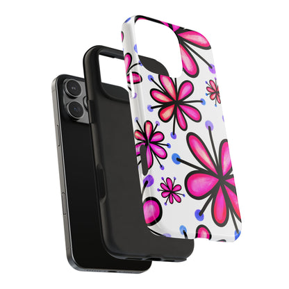 Pink Retro Bloom iPhone Case – Ultra-Slim Design, Glossy Finish