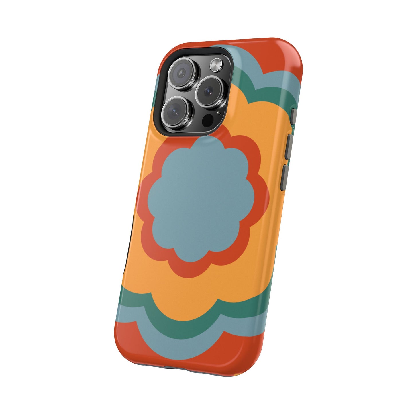 Retro Flower Power MagSafe iPhone Case – Bold 70s-Inspired Design with Dual-Layer Protection