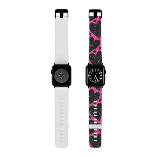 Pink Glitter Hearts Apple Watch Band