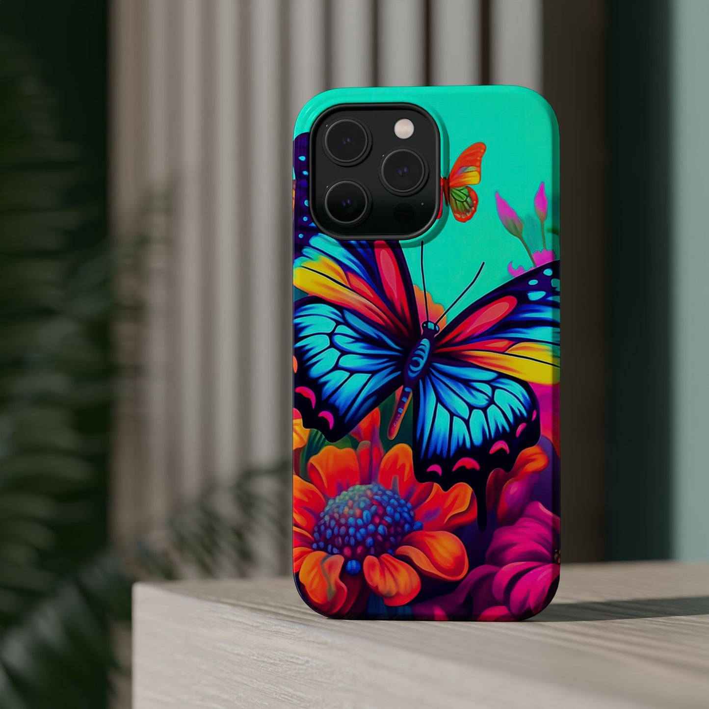 Vivid Butterfly & Floral Burst - MagSafe iPhone Case