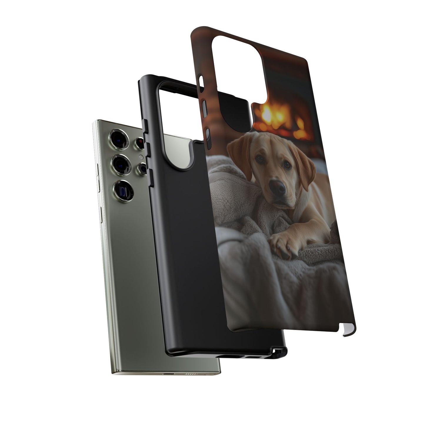 Cozy Golden Retriever by the Fireplace - Samsung Galaxy Case