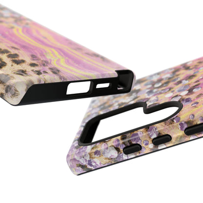 Crystal Glam Leopard - Samsung Galaxy Series Case with Glitter and Gem Accents