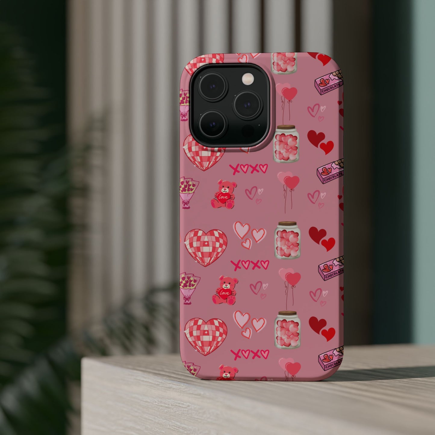 Pink Valentine Love Collage – MagSafe-Compatible iPhone Case