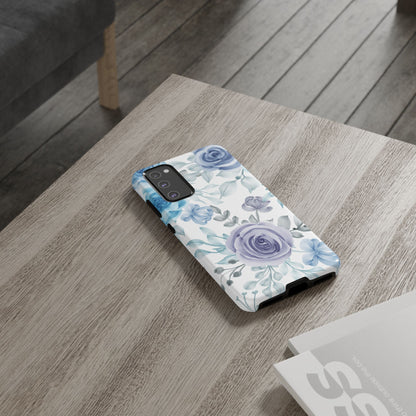 Elegant Blue & Violet Roses Samsung Galaxy Case – Artistic Floral Design for Stylish Protection