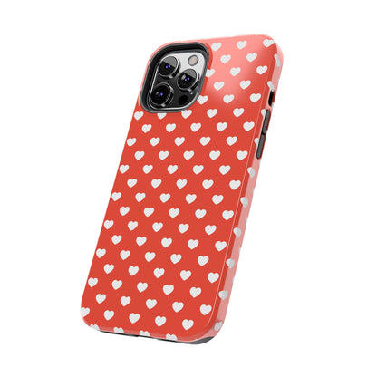 White Hearts on Red iPhone Case