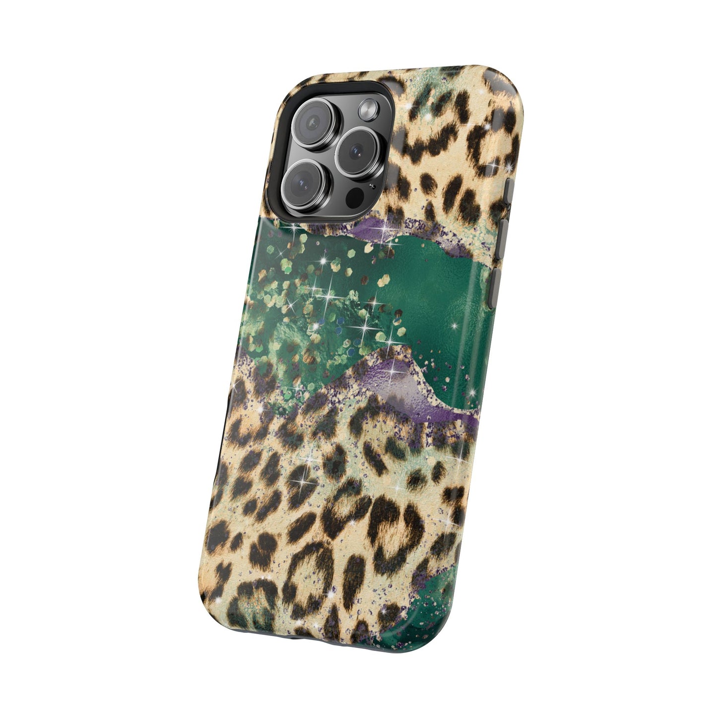 Emerald Glitter Leopard Print - MagSafe iPhone Series Case