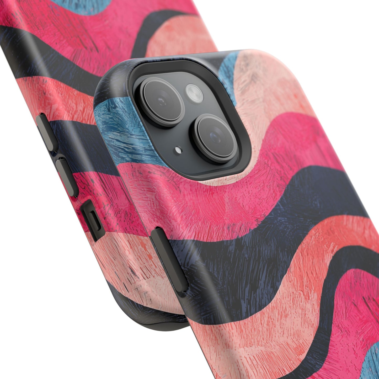 Abstract Wave Pattern MagSafe iPhone Case – Shockproof, Matte Finish, Dual-Layer Protection