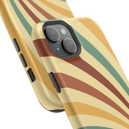 Earthy Retro Swirl MagSafe iPhone Case – Dual-Layer Protection with 70s-Inspired Earth Tones