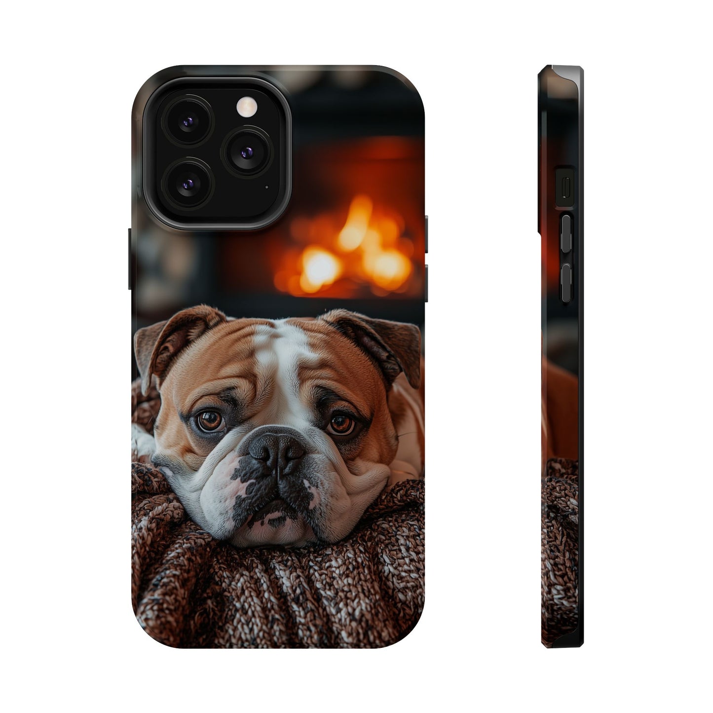 Cozy Bulldog MagSafe Case – Fireside-Inspired Protective Cover