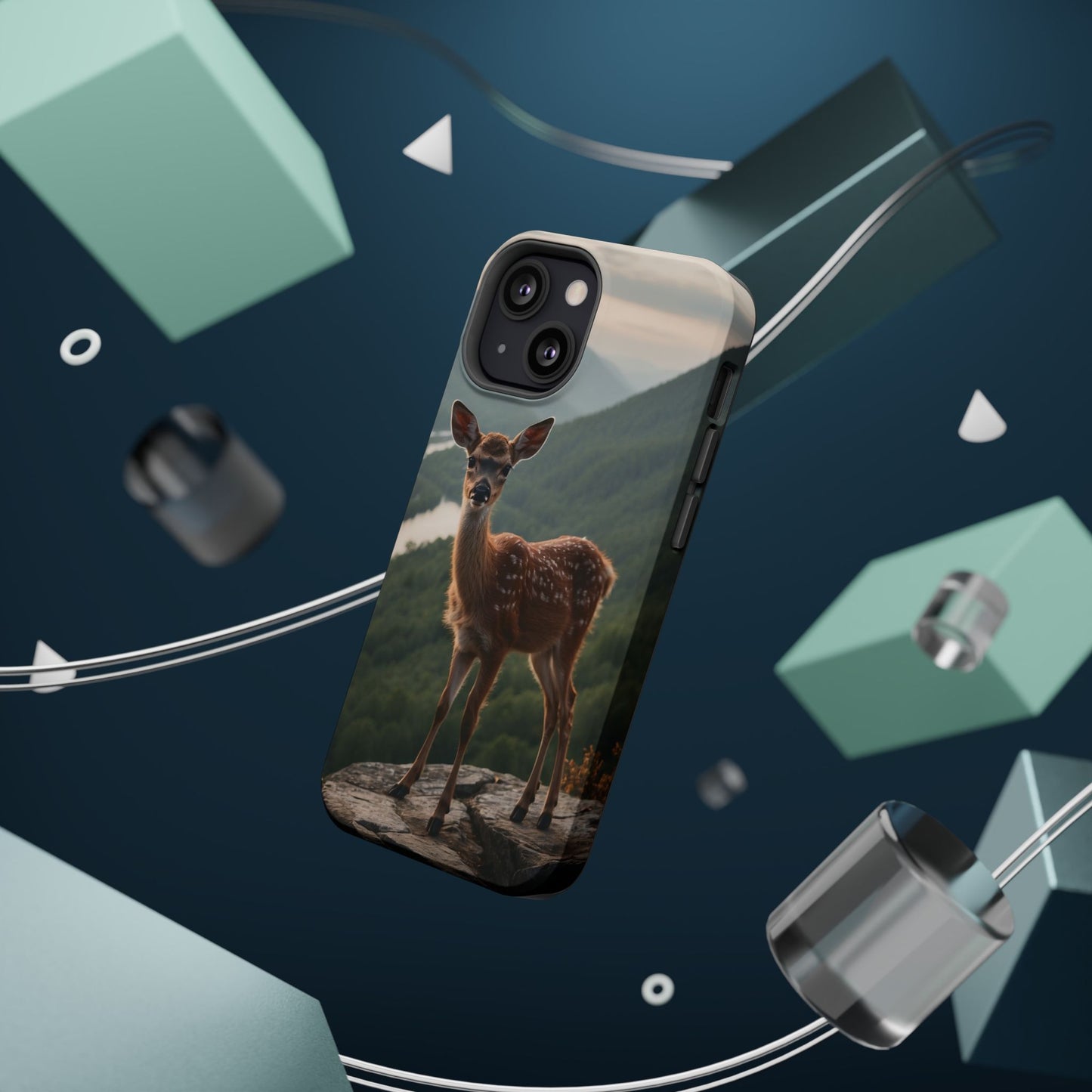 Majestic Fawn Overlooking Mountain Vista MagSafe iPhone Case