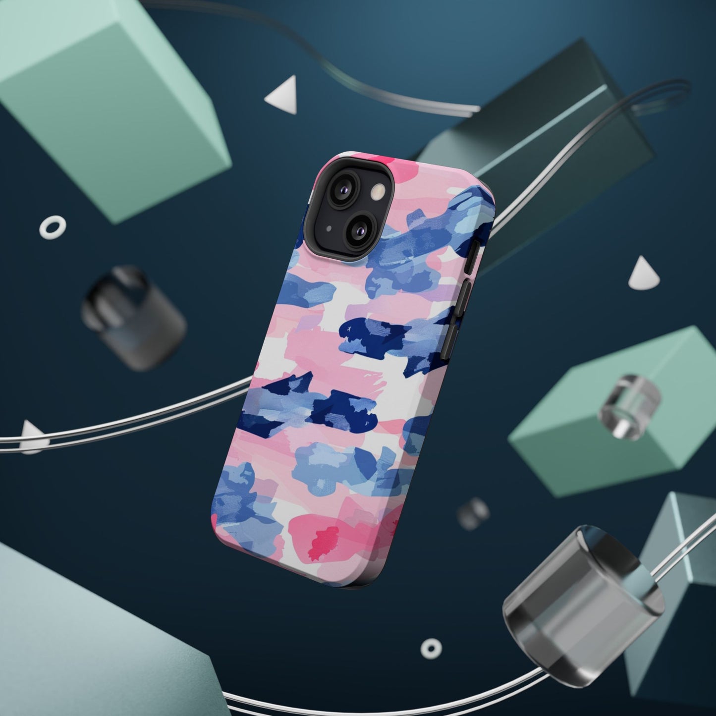 MagSafe Case: Dynamic Pink & Navy Brushstroke Art