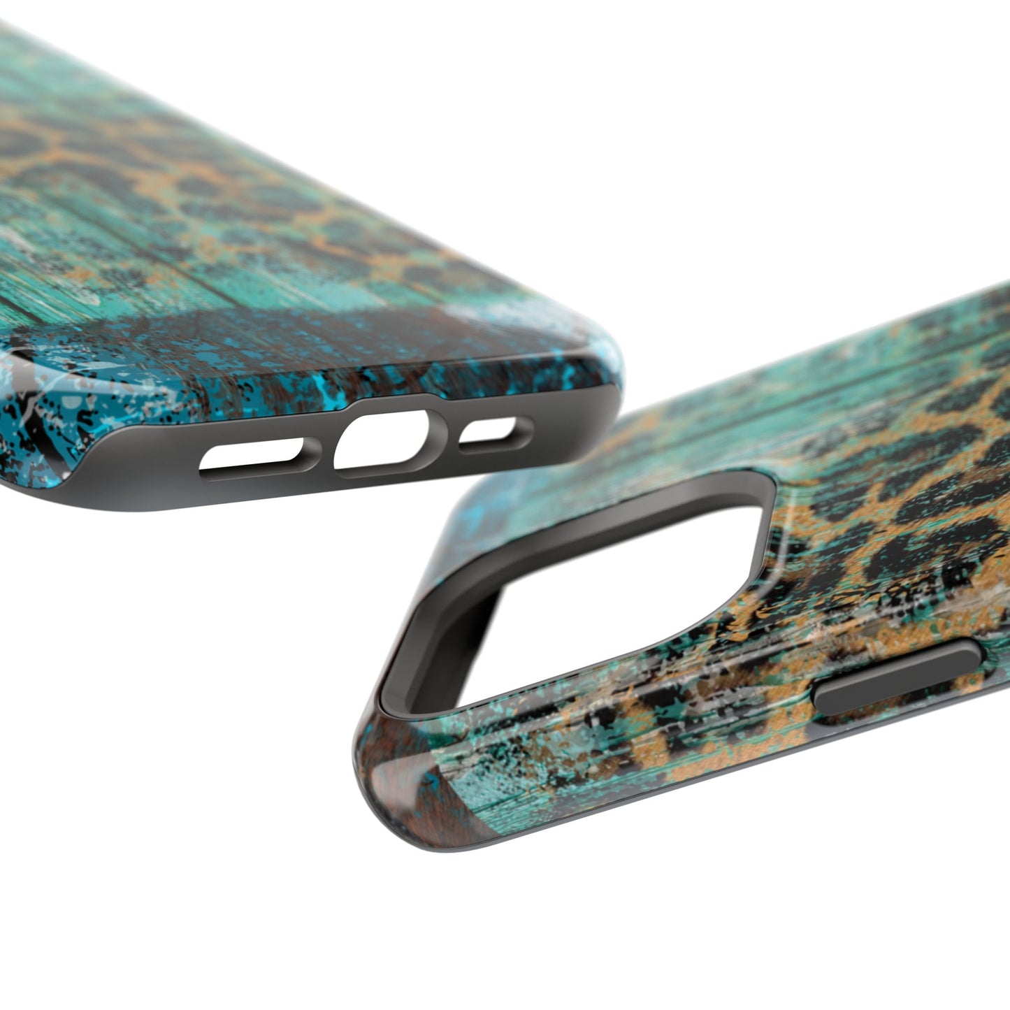 Turquoise Rustic Leopard Wood - MagSafe  iPhone Series Case