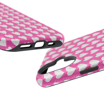 Pink Glitter Heart Pattern MagSafe Case