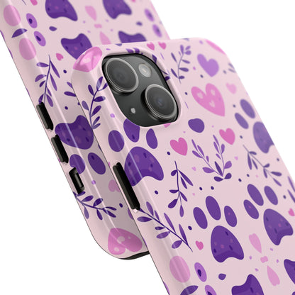 Pastel Paw Print iPhone Case - Cute Pet-Themed Floral Protective Cover