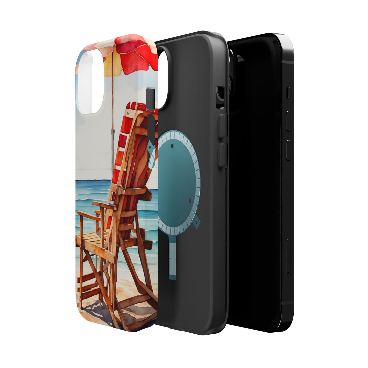 Beach Bliss MagSafe iPhone Series Case – Relaxing Seaside Chair and Umbrella Design