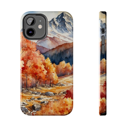 Watercolor Autumn Forest and Mountains - iPhone Case