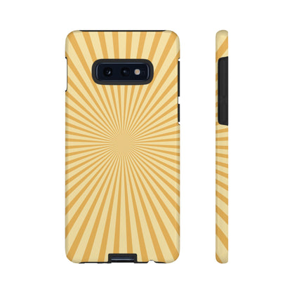 Golden Sunburst Samsung Galaxy Case – Retro Radiant Design with Dual-Layer Protection