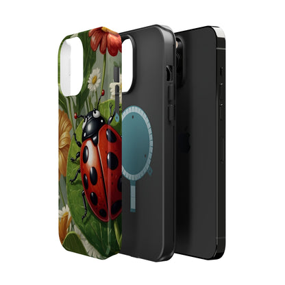 Ladybug Garden MagSafe iPhone Case – Whimsical Floral Design