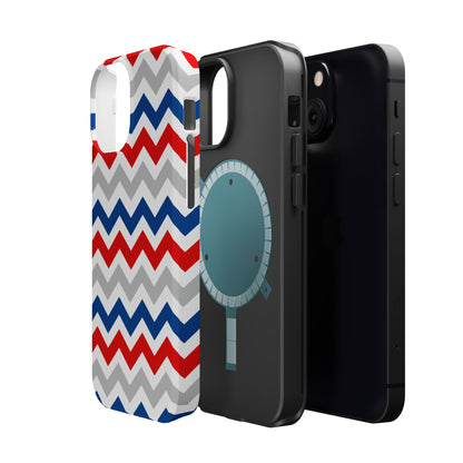 Patriotic Red, White & Blue Chevron – MagSafe Compatible iPhone Case