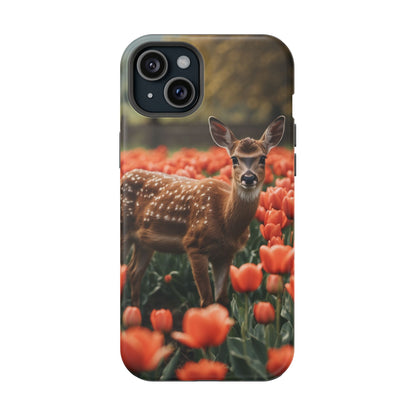 Fawn Among Tulips MagSafe iPhone Case