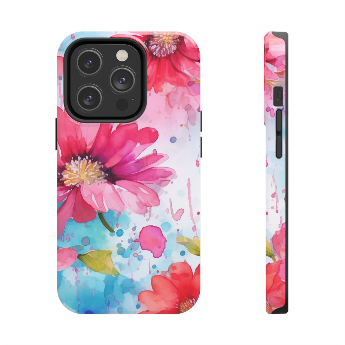 Vibrant Watercolor Red & Pink Floral - iPhone Case