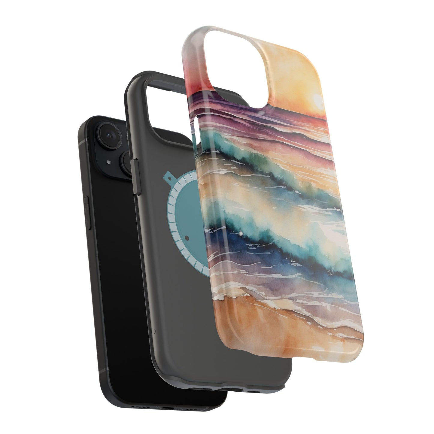 Sunset Waves MagSafe iPhone Case – Vibrant Watercolor Design