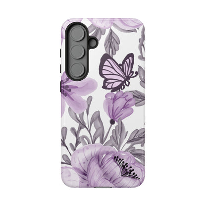 Lavender Bloom Butterfly Samsung Galaxy Case – Delicate Floral Design with Watercolor Details