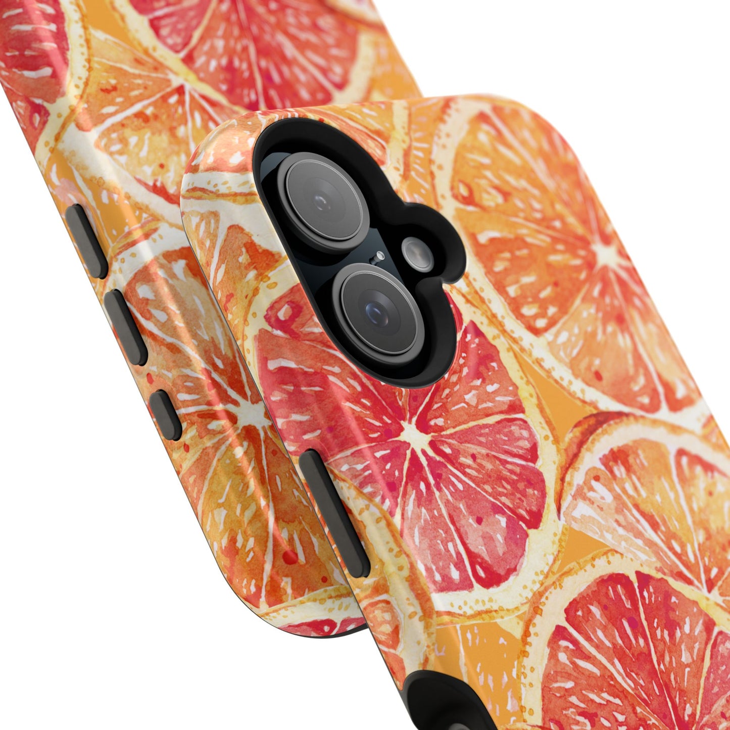 Watercolor Citrus Splash Tough MagSafe iPhone Case – Vibrant Fruit Print, Shock-Resistant Design