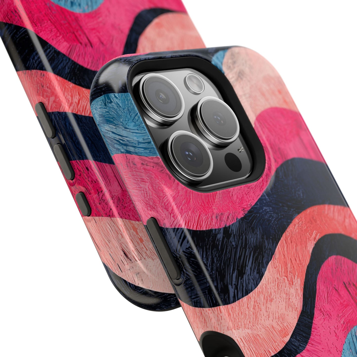 Abstract Wave Pattern MagSafe iPhone Case – Shockproof, Matte Finish, Dual-Layer Protection