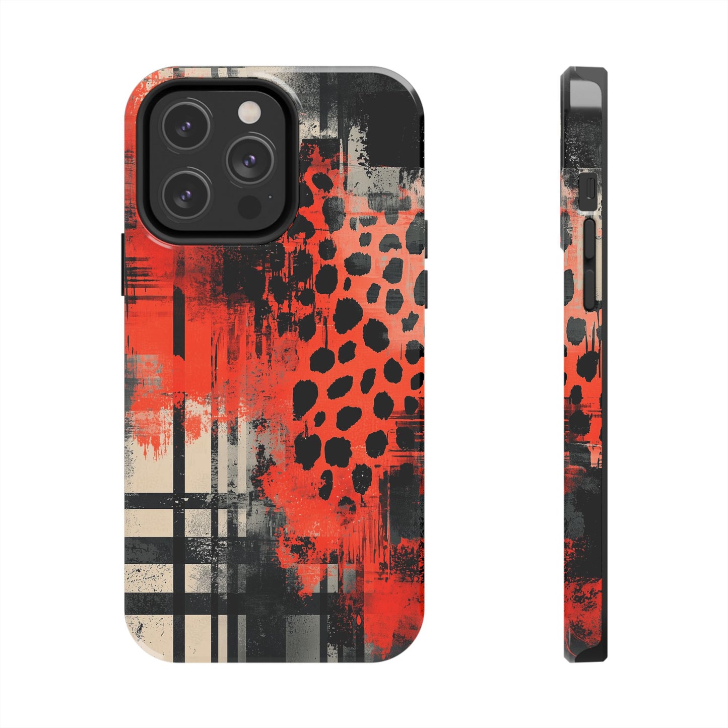 Cheetah Plaid iPhone Case – Red & Black Pattern