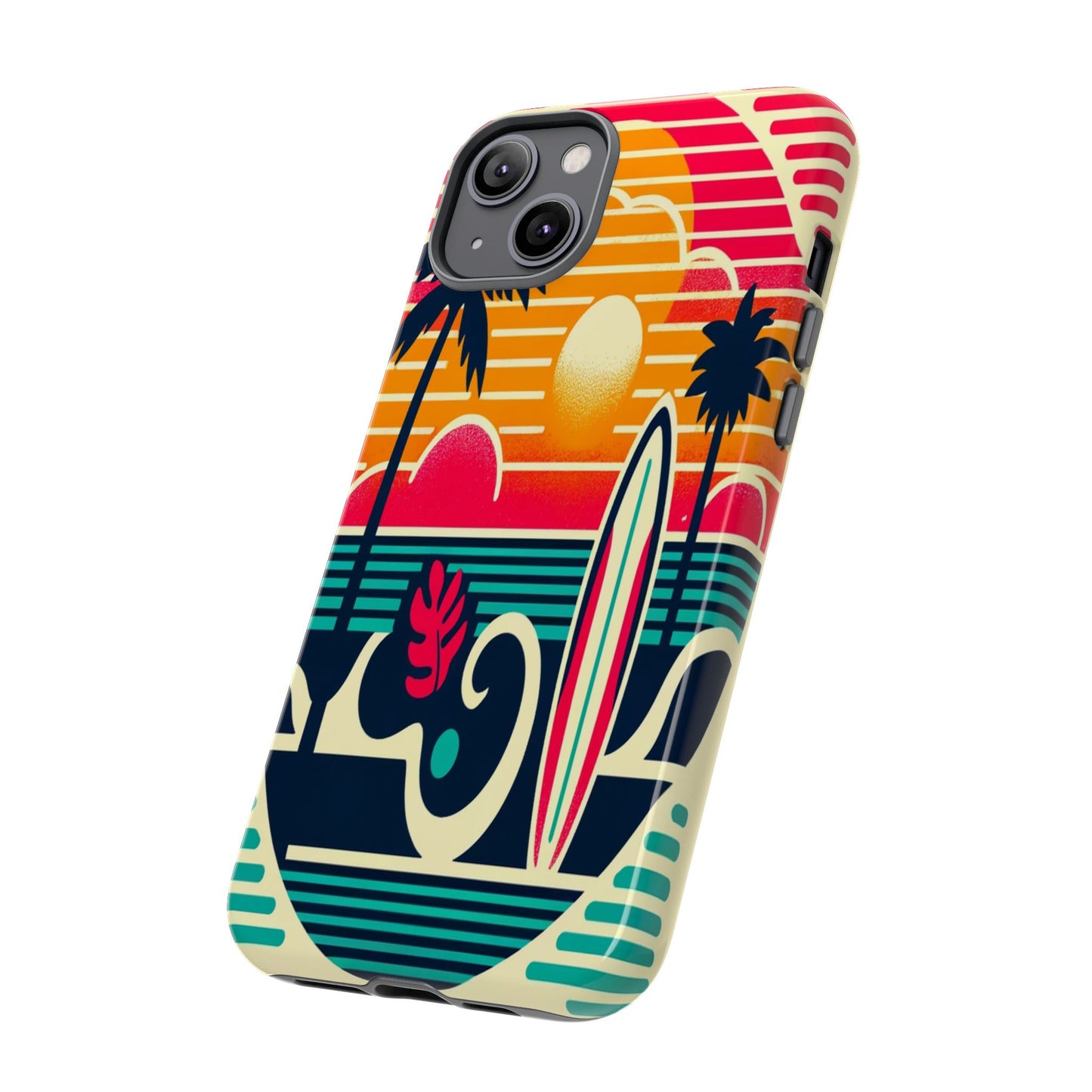 Retro Beach Vibes iPhone Case - Sunset Surfing Protective Cover