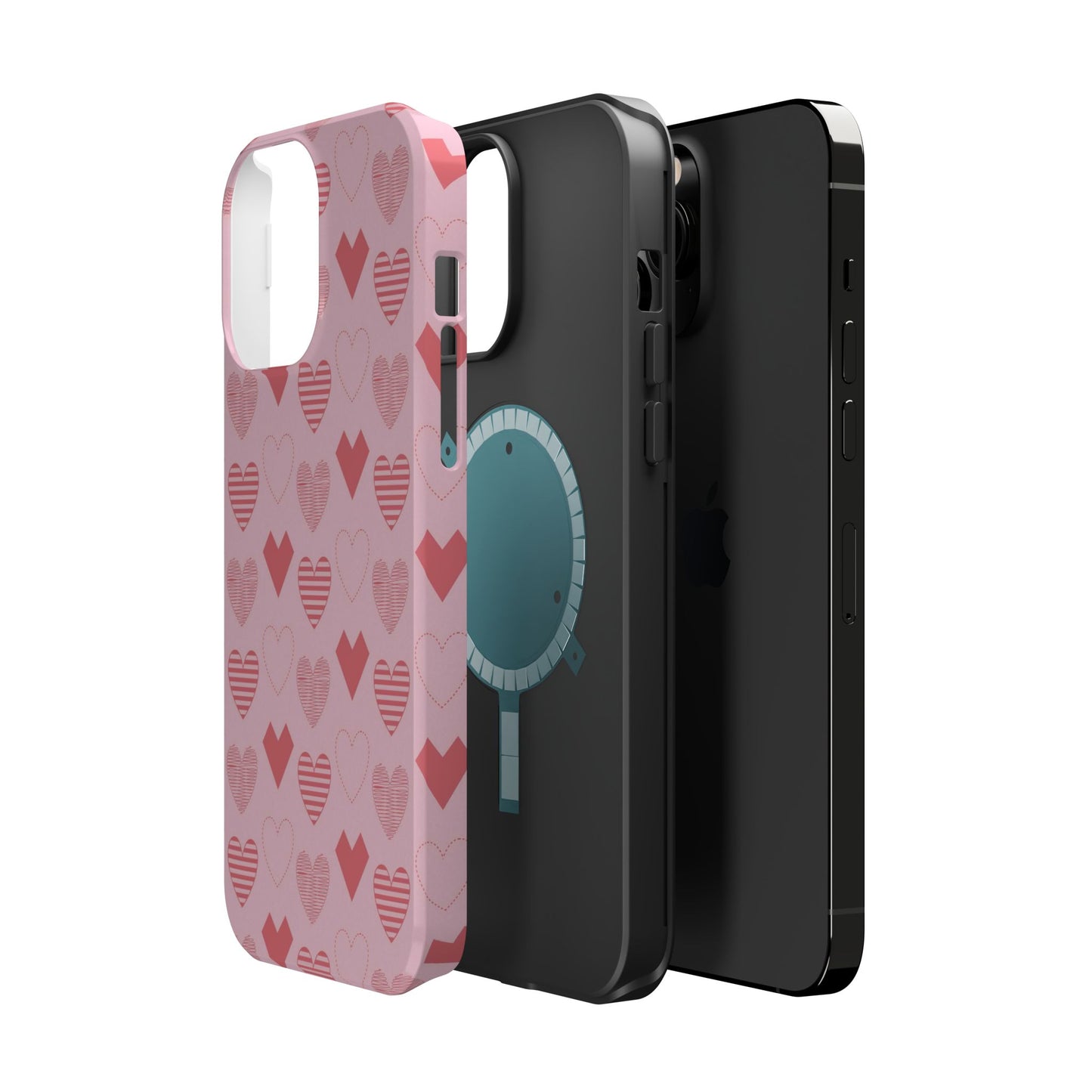 Striped Hearts MagSafe iPhone Case